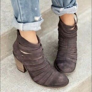 Free People Hybrid Leather Strappy Heel Booties